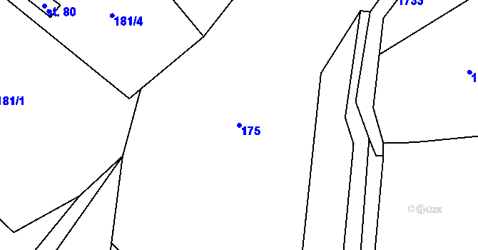 Parcela st. 175 v KÚ Rybí, Katastrální mapa