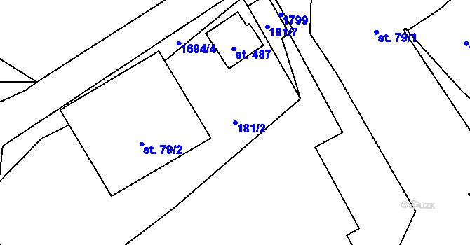 Parcela st. 181/2 v KÚ Rybí, Katastrální mapa