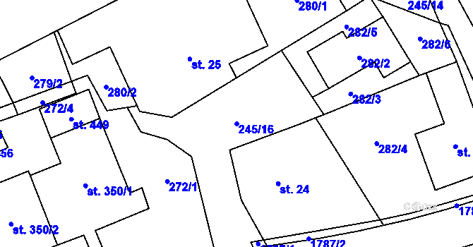 Parcela st. 245/16 v KÚ Rybí, Katastrální mapa