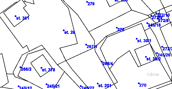 Parcela st. 267/1 v KÚ Rybí, Katastrální mapa