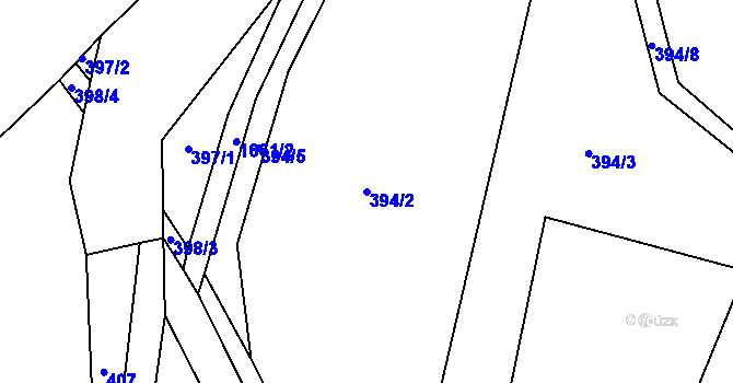 Parcela st. 394/2 v KÚ Rybí, Katastrální mapa