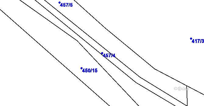 Parcela st. 457/4 v KÚ Rybí, Katastrální mapa