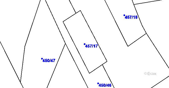 Parcela st. 457/17 v KÚ Rybí, Katastrální mapa