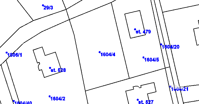 Parcela st. 1604/4 v KÚ Rybí, Katastrální mapa