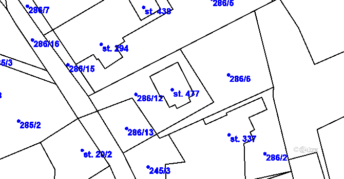 Parcela st. 477 v KÚ Rybí, Katastrální mapa