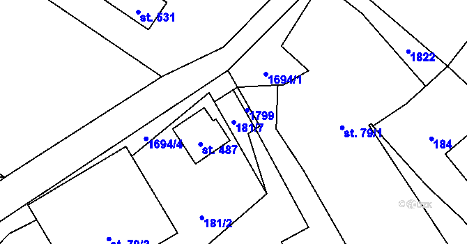 Parcela st. 181/7 v KÚ Rybí, Katastrální mapa