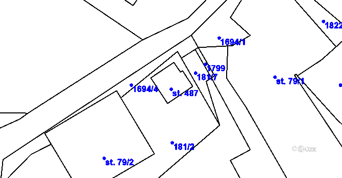 Parcela st. 487 v KÚ Rybí, Katastrální mapa