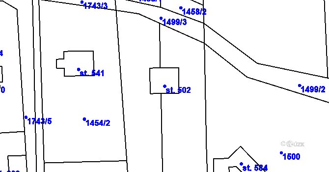 Parcela st. 502 v KÚ Rybí, Katastrální mapa