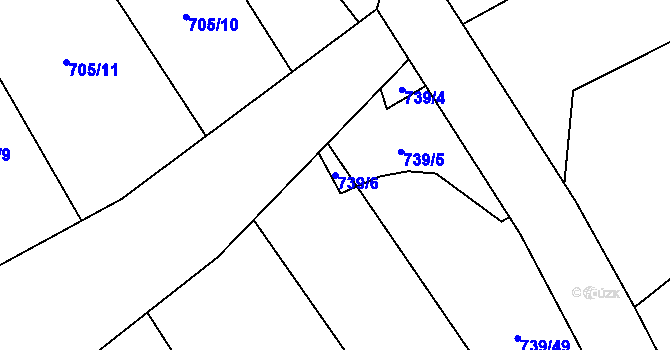 Parcela st. 739/6 v KÚ Rybí, Katastrální mapa