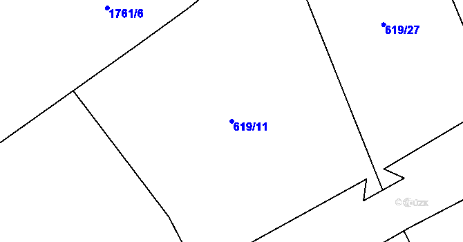 Parcela st. 619/11 v KÚ Rybí, Katastrální mapa