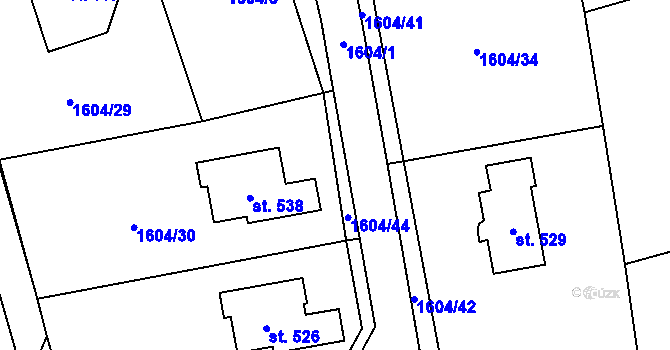 Parcela st. 1604/44 v KÚ Rybí, Katastrální mapa
