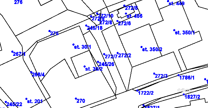 Parcela st. 272/7 v KÚ Rybí, Katastrální mapa