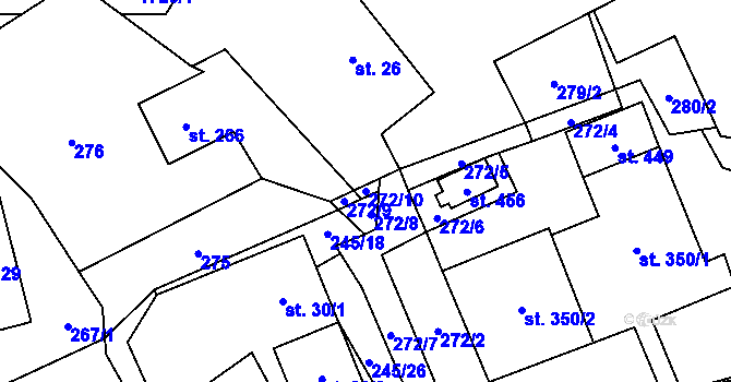 Parcela st. 272/10 v KÚ Rybí, Katastrální mapa