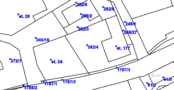 Parcela st. 282/4 v KÚ Rybí, Katastrální mapa
