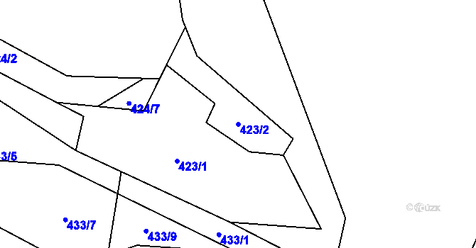 Parcela st. 423/2 v KÚ Rybí, Katastrální mapa