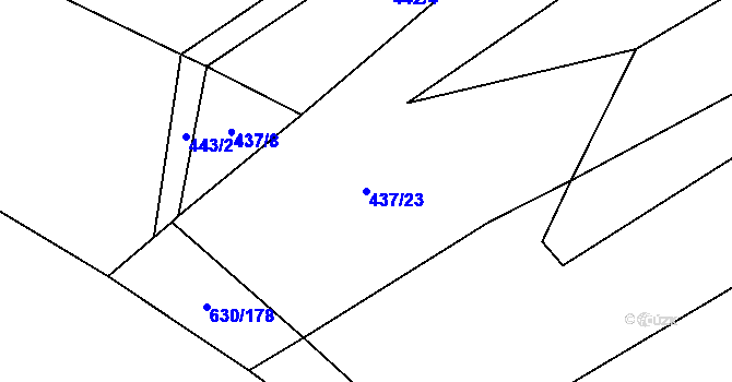 Parcela st. 437/23 v KÚ Rybí, Katastrální mapa