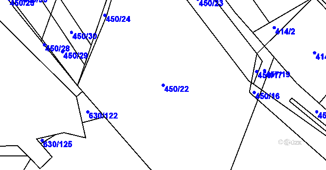 Parcela st. 450/22 v KÚ Rybí, Katastrální mapa