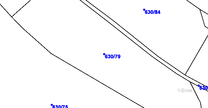 Parcela st. 630/79 v KÚ Rybí, Katastrální mapa