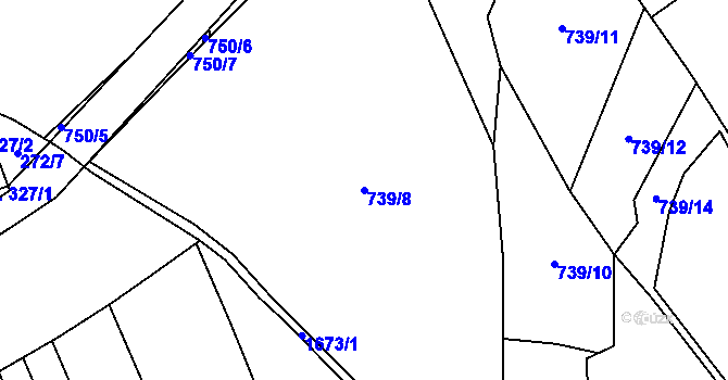 Parcela st. 739/8 v KÚ Rybí, Katastrální mapa