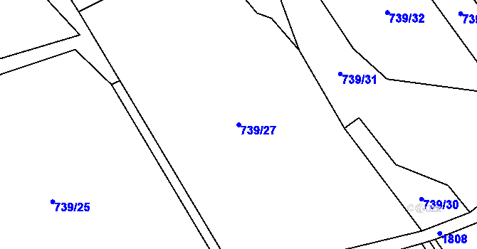 Parcela st. 739/27 v KÚ Rybí, Katastrální mapa