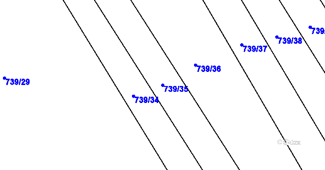 Parcela st. 739/35 v KÚ Rybí, Katastrální mapa