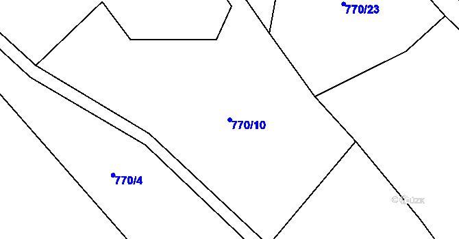 Parcela st. 770/10 v KÚ Rybí, Katastrální mapa