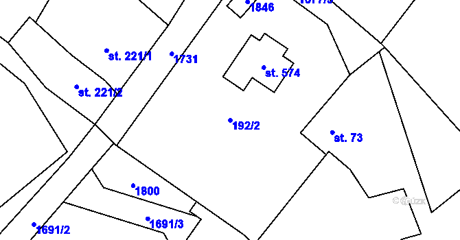 Parcela st. 192/2 v KÚ Rybí, Katastrální mapa