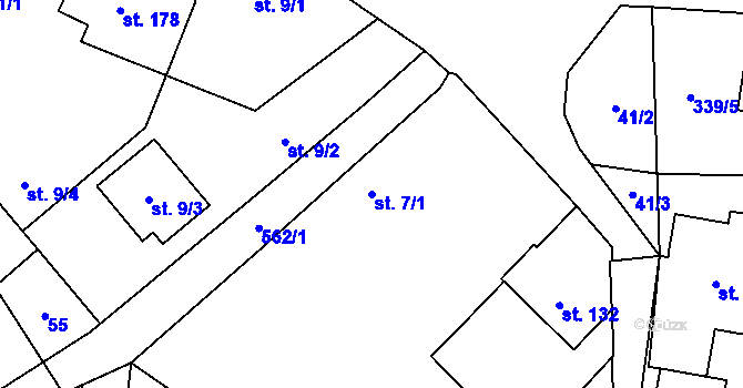 Parcela st. 7/1 v KÚ Černá u Bohdanče, Katastrální mapa
