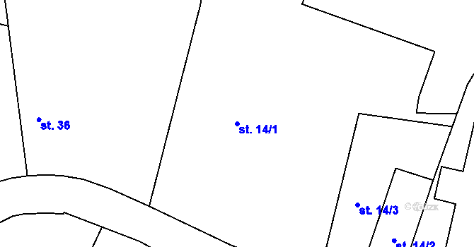 Parcela st. 14/1 v KÚ Černá u Bohdanče, Katastrální mapa