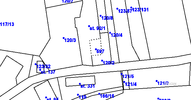 Parcela st. 37 v KÚ Černá u Bohdanče, Katastrální mapa