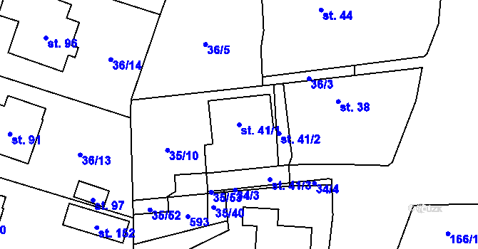 Parcela st. 41/1 v KÚ Černá u Bohdanče, Katastrální mapa