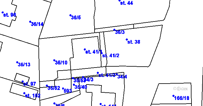 Parcela st. 41/2 v KÚ Černá u Bohdanče, Katastrální mapa