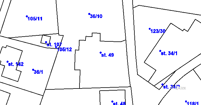 Parcela st. 49 v KÚ Černá u Bohdanče, Katastrální mapa