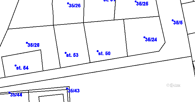 Parcela st. 50 v KÚ Černá u Bohdanče, Katastrální mapa