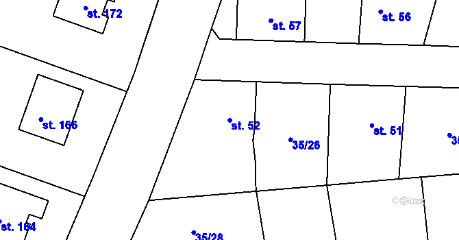 Parcela st. 52 v KÚ Černá u Bohdanče, Katastrální mapa