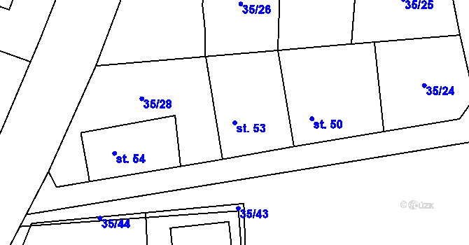 Parcela st. 53 v KÚ Černá u Bohdanče, Katastrální mapa