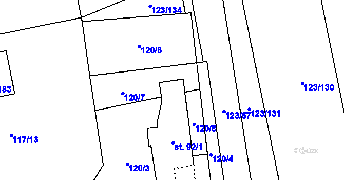Parcela st. 92/2 v KÚ Černá u Bohdanče, Katastrální mapa