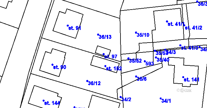 Parcela st. 97 v KÚ Černá u Bohdanče, Katastrální mapa