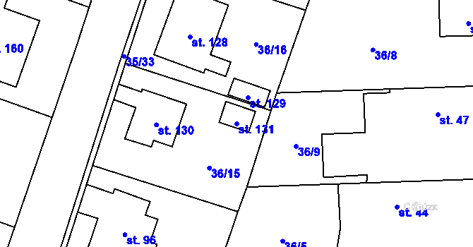 Parcela st. 131 v KÚ Černá u Bohdanče, Katastrální mapa