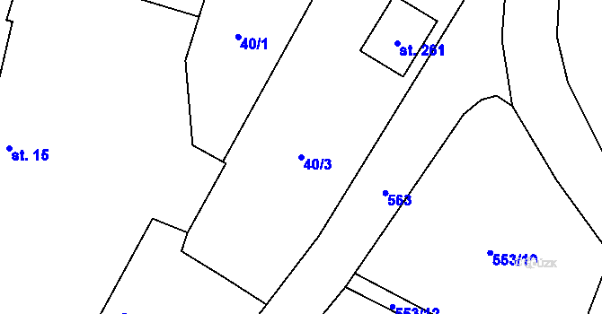 Parcela st. 40/3 v KÚ Černá u Bohdanče, Katastrální mapa
