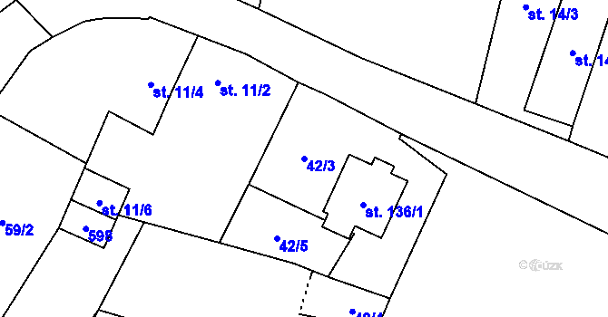 Parcela st. 42/3 v KÚ Černá u Bohdanče, Katastrální mapa