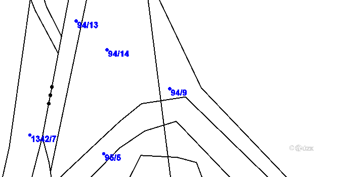Parcela st. 94/9 v KÚ Černá u Bohdanče, Katastrální mapa