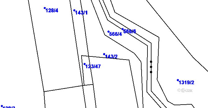 Parcela st. 143/2 v KÚ Černá u Bohdanče, Katastrální mapa