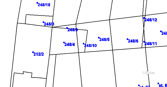 Parcela st. 248/10 v KÚ Černá u Bohdanče, Katastrální mapa