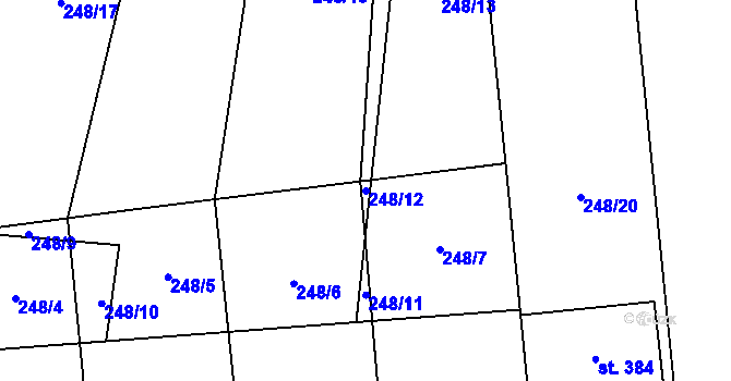Parcela st. 248/12 v KÚ Černá u Bohdanče, Katastrální mapa