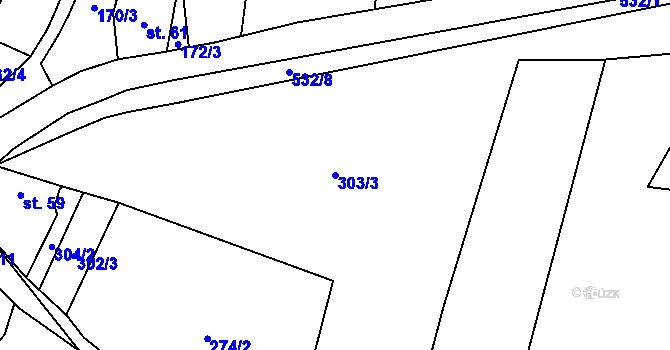 Parcela st. 303/3 v KÚ Černá u Bohdanče, Katastrální mapa