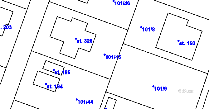 Parcela st. 101/45 v KÚ Černá u Bohdanče, Katastrální mapa