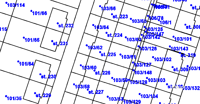 Parcela st. 225 v KÚ Černá u Bohdanče, Katastrální mapa