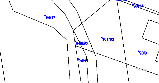 Parcela st. 95/6 v KÚ Černá u Bohdanče, Katastrální mapa