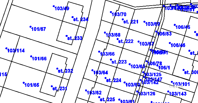 Parcela st. 103/66 v KÚ Černá u Bohdanče, Katastrální mapa